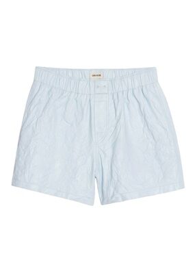 Zadig & Voltaire NWT Pax Crinkled Leather Shorts Light Blue Size XS
